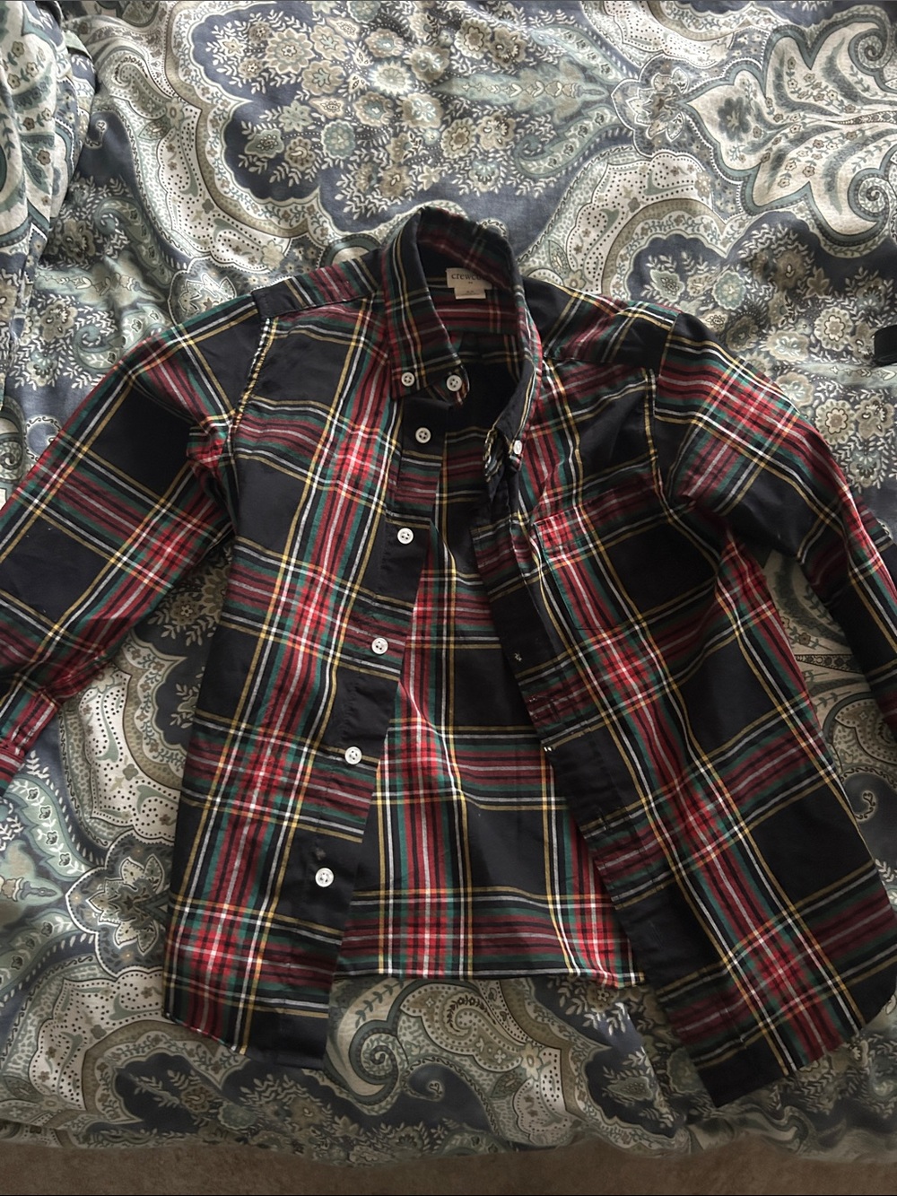 Crewcuts Black Plaid Button-Down Shirt with Red and Green Tartan